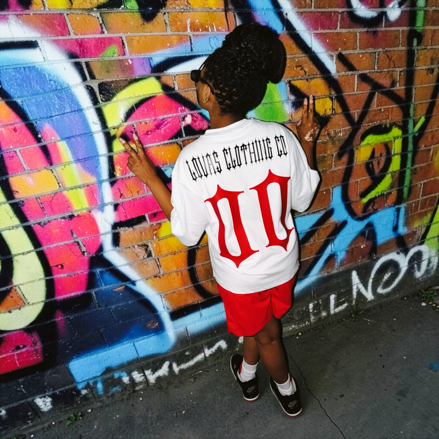 LOVAS TEE AND SHORTS SET: RED AND WHITE